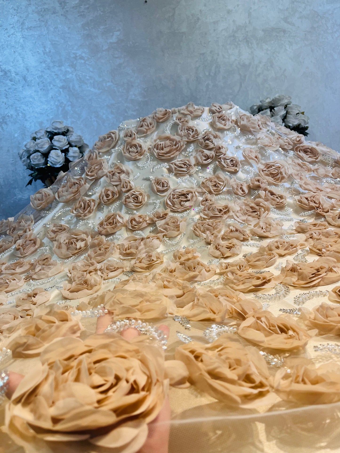 Tissu perle fleur